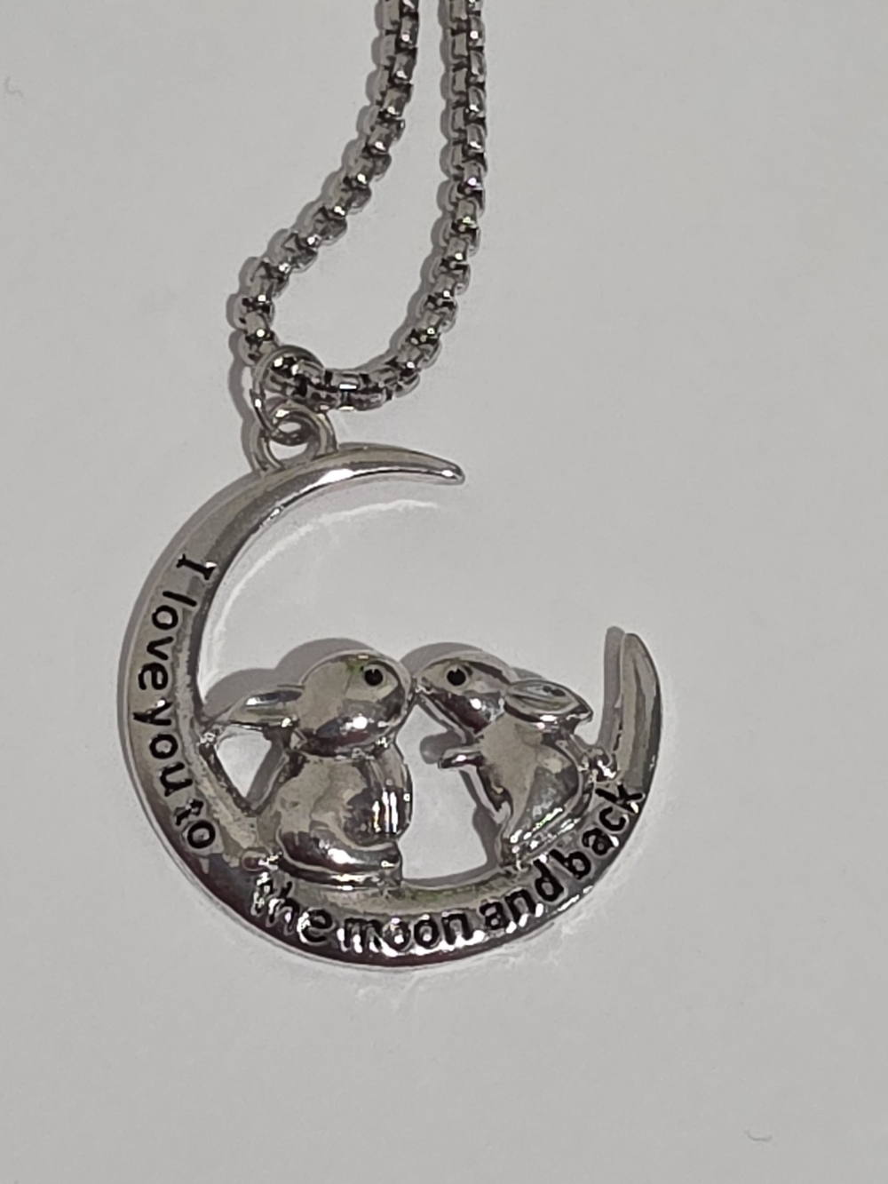 Silver 'I Love You to the Moon and Back' Bunny Pendant Bracelet